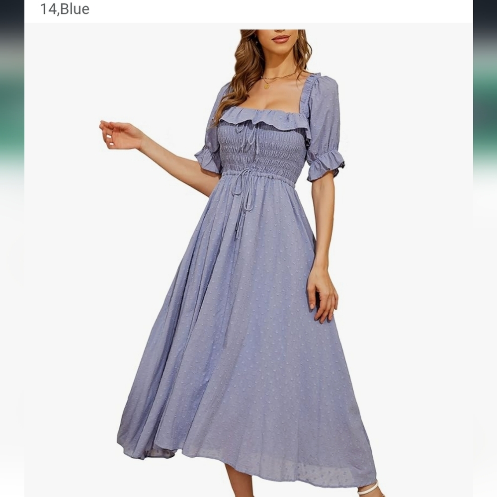 Blue Backless Beach Maxi Dress Cotton